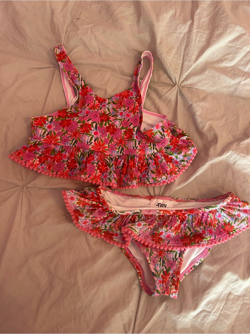 Tiny TALULAH Pink Floral Ruffled Two-Piece